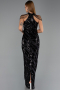Robe de Soirée Longue Squameuse Noir ABU6417