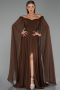 Robe de Soirée Longue Mousseline Brun ABU3462