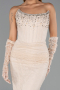Robe de Soirée Longue Dantelle Beige ABU5717
