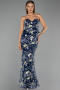 Robe de Soirée Longue Bleu Marine ABU6424