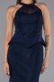 Robe de Soirée Longue Dantelle Bleu Marine ABU6425