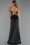 Robe de Soirée Longue Satin Noir ABU6427