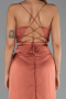 Robe de Soirée Longue Satin Marron Clair ABU6427