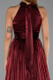 Robe de Soirée Longue Mousseline Rouge Bordeaux ABU6428