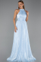 Robe de Soirée Longue Mousseline Bleu clair ABU6428