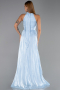 Robe de Soirée Longue Mousseline Bleu clair ABU6428