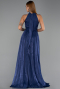 Robe de Soirée Longue Mousseline Bleu Marine ABU6428