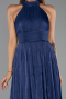 Robe de Soirée Longue Mousseline Bleu Marine ABU6428
