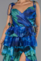 Robe de Soirée Longue Bleu Saxe ABU6430