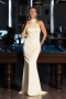 Robe de Soirée Longue Satin Jaune ABU6406