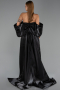 Robe de Soirée Longue Perlé Noir ABU6351
