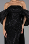 Robe de Soirée Longue Perlé Noir ABU6351