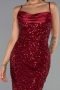 Robe de Soirée Longue Squameuse Rouge Bordeaux ABU6308