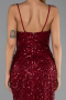 Robe de Soirée Longue Squameuse Rouge Bordeaux ABU6308