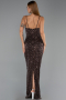 Robe de Soirée Longue Squameuse Brun ABU6308