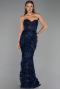 Robe Queue de Poisson Longue Bleu Marine ABU6712