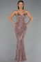 Robe de Soirée Longue Perlé Cuivre ABU6433