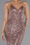 Robe de Soirée Longue Perlé Cuivre ABU6433