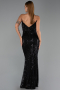Robe de Soirée Longue Perlé Noir ABU6433