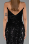 Robe de Soirée Longue Perlé Noir ABU6433