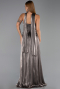 Robe de Soirée Longue Mousseline Vison ABU5957
