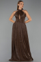 Robe de Soirée Longue Mousseline Brun ABU6437