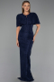 Robe de Soirée Longue Dantelle Bleu Marine ABU6438