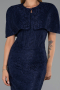 Robe de Soirée Longue Dantelle Bleu Marine ABU6438