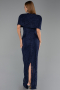 Robe de Soirée Longue Dantelle Bleu Marine ABU6438