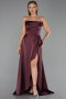 Robe de Soirée Longue Satin Prune ABU6130