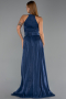 Robe de Soirée Longue Mousseline Bleu Marine ABU6441