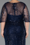 Robe de Soirée Grande Taille Longue Perlé Bleu Marine ABU6389