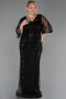 Robe de Soirée Grande Taille Longue Perlé Noir ABU6389