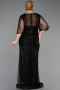 Robe de Soirée Grande Taille Longue Perlé Noir ABU6389