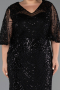 Robe de Soirée Grande Taille Longue Perlé Noir ABU6389