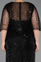 Robe de Soirée Grande Taille Longue Perlé Noir ABU6389