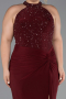 Robe de Soirée Grande Taille Longue Rouge Bordeaux ABU6415