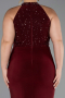 Robe de Soirée Grande Taille Longue Rouge Bordeaux ABU6415