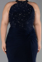 Robe de Soirée Grande Taille Longue Bleu Marine ABU6415