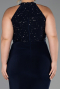Robe de Soirée Grande Taille Longue Bleu Marine ABU6415