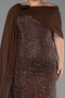 Robe Grande Taille Longue Perlé Brun ABU5819