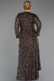 Robe De Soirée Grande Taille Longue Squameuse Brun ABU6488
