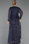 Robe De Soirée Grande Taille Longue Squameuse Bleu Marine ABU6488
