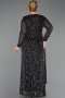 Robe De Soirée Grande Taille Longue Squameuse Noir-Argent ABU6488