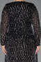 Robe De Soirée Grande Taille Longue Squameuse Noir-Argent ABU6488