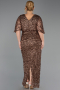 Robe De Soirée Grande Taille Longue Squameuse Cuivre ABU6064