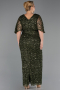 Robe De Soirée Grande Taille Longue Squameuse Kaki ABU6064