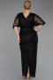 Robe De Soirée Grande Taille Longue Squameuse Noir ABU6064