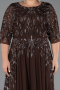 Robe De Soirée Grande Taille Longue Brun ABU6489