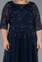 Robe De Soirée Grande Taille Longue Bleu Marine ABU6489